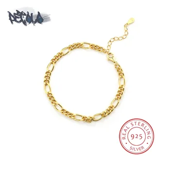 Серебро S925, Новый браслет для женщин, роскошный браслет в форме цепочки из золота 18 карат, Стильная повседневная одежда с ювелирным браслетом