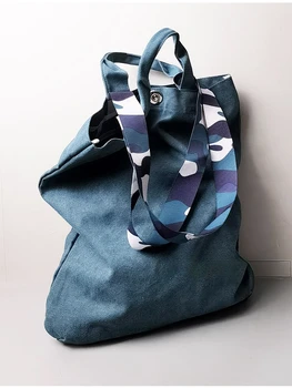 Синяя сумка через плечо, холщовая сумка, студенческие сумки-тоут для женщин, сумка для девочек, сумки через плечо Mori Girl для женщин