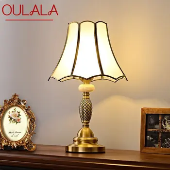 Современная Латунная настольная лампа OULALA LED Европейская Простая роскошь Креативные настольные лампы из медного стекла для дома, гостиной, спальни