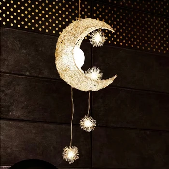 Современный креативный подвесной светильник Moon Star, подвесной светильник для детской спальни, Рождественские украшения для дома, светодиодный светильник