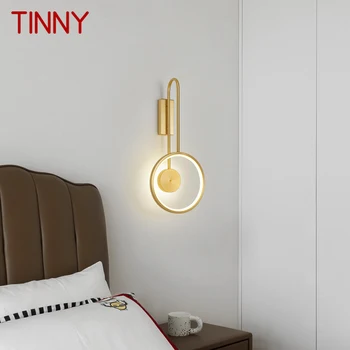 Современный настенный светильник TINNY Nordic из золотой латуни, 3 цвета, простое креативное бра для домашнего декора спальни