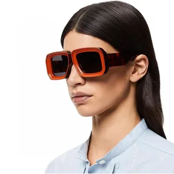 Солнцезащитные очки с толстой оправой для мужчин и женщин, солнцезащитные очки для путешествий, 2023 года выпуска, роскошные дизайнерские модные цветные квадратные очки большого размера