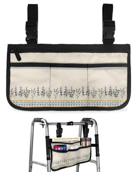 Сумка для инвалидной коляски Lavender Flowers Bohemia с карманами, Подлокотники, боковые сумки, сумка для хранения прогулочной рамы электрического скутера