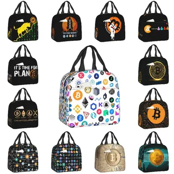 Сумка для ланча с логотипом криптовалюты, блокчейна, охладителя Ethereum Bitcoin, Термоизолированный ланч-бокс для женщин, Сумки для пикника с детской едой