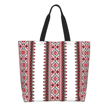 Украина Продуктовые сумки для покупок, холщовые сумки для покупок через плечо, богемная геометрическая сумка большой емкости