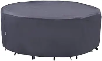 Уличный, водонепроницаемый, устойчивый к ультрафиолетовому излучению, выцветающий чехол для комплекта стульев среднего круглого стола, серый, диаметр 72 дюйма