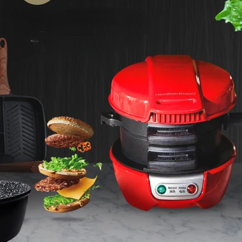Устройство для приготовления гамбургеров, бытовая небольшая машина для завтрака, многофункциональная машина для приготовления легких блюд, машина для приготовления сэндвичей с хлебом, Вафельная машина