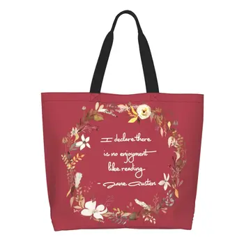 Цитата Джейн Остин, сумка для покупок, женская сумка Kawaii Enjoy Reading, холщовая сумка для покупок через плечо, сумка большой емкости