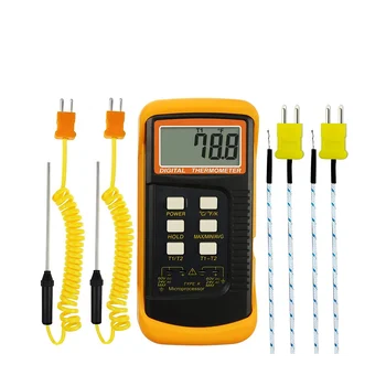 Цифровой термопарный термометр K-типа (-50-1300 °C) с двумя каналами, 4 датчика ручной высокой температуры