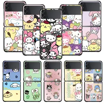 Чехол для телефона Hello Kitty Kuromi My Melody Family Samsung Galaxy Z Flip 4 Z Flip3 5G Shell для Galaxy Z с откидной твердой крышкой Fundas