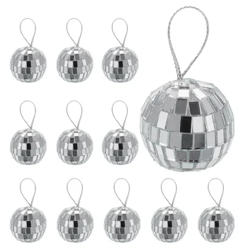 Шары с эффектом диско-зеркального шара, украшение для вечеринки, Подвесной серебряный орнамент, мини-стеклянный подвесной зеркальный шар