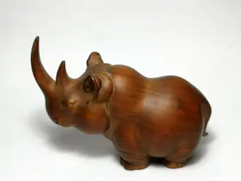 Японский самшит ручной работы фигурка носорога, статуэтка нэцкэ, коллекционный подарок
